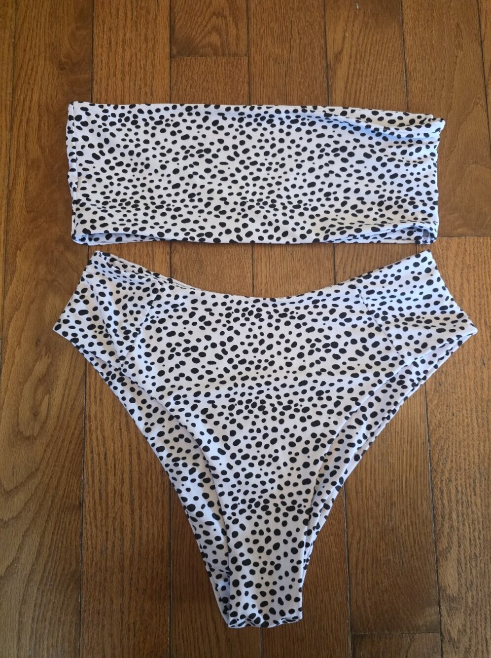 Bandeau Bikini Set In Black and White Dalmatian Spot